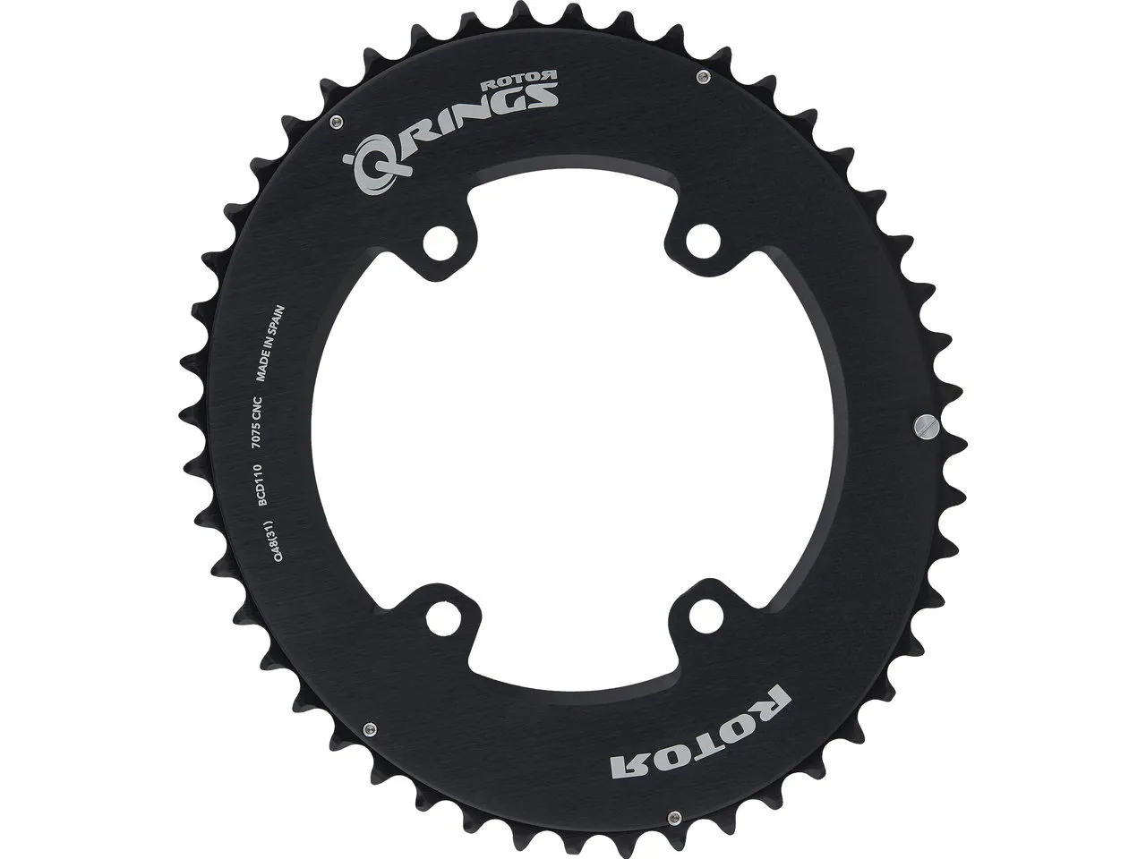 Rotor Shimano GRX Kettenblatt, 4-Arm, Q-Rings, 110/80 mm Lochkreis, Outer black, 48t