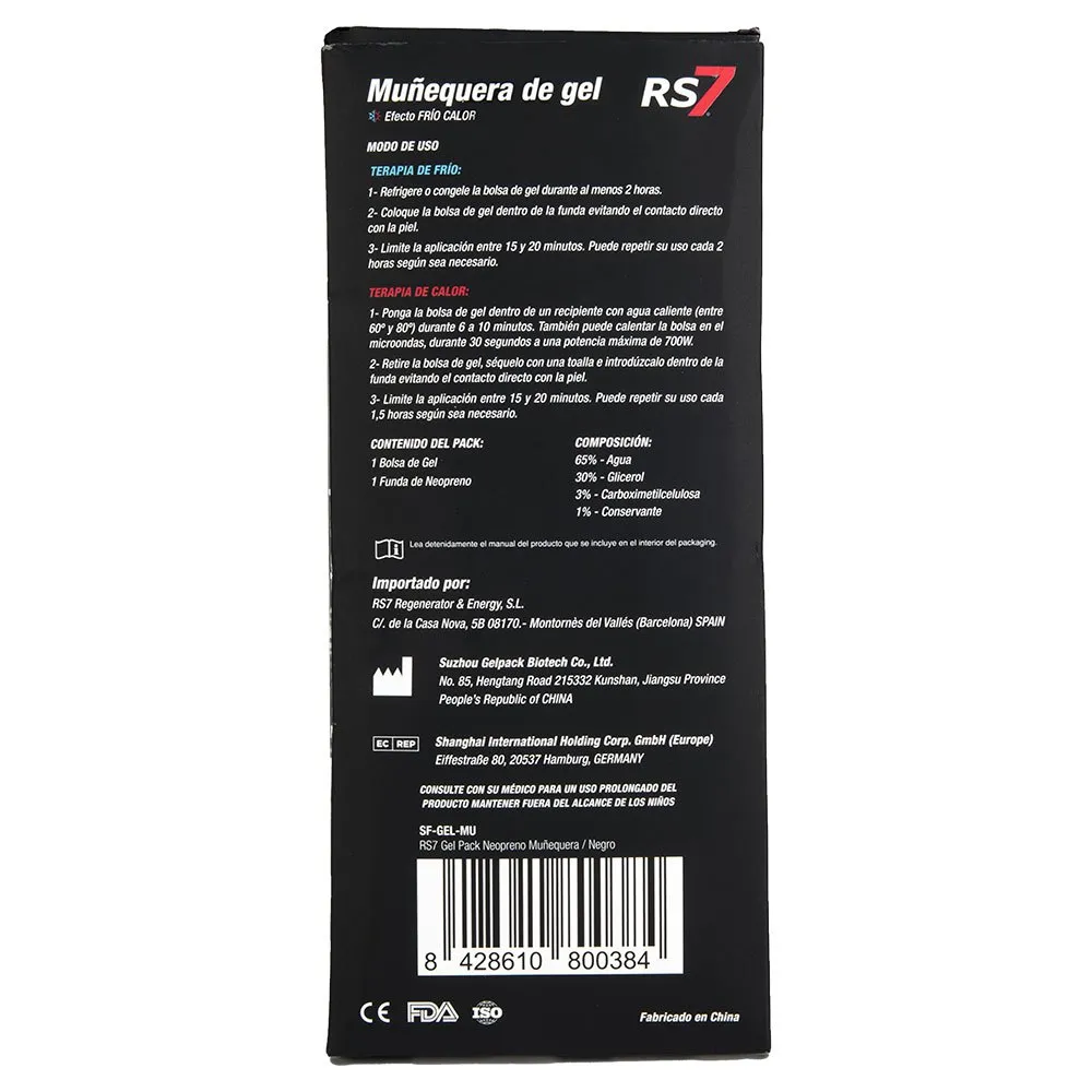 RS7 Neoprene Gel Pack Håndleddsbånd, Black, One Size
