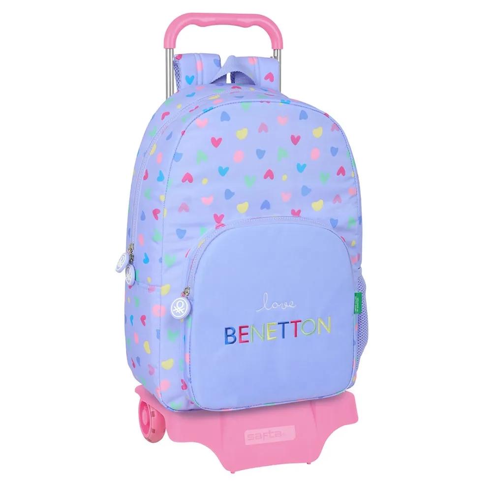 Safta Benetton Lila Ryggsekk Med Hjul, Multicolor