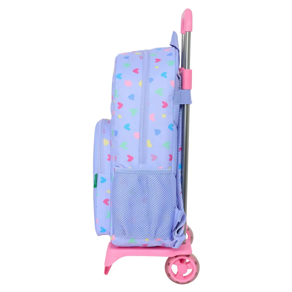 Safta Benetton Lila Ryggsekk Med Hjul, Multicolor