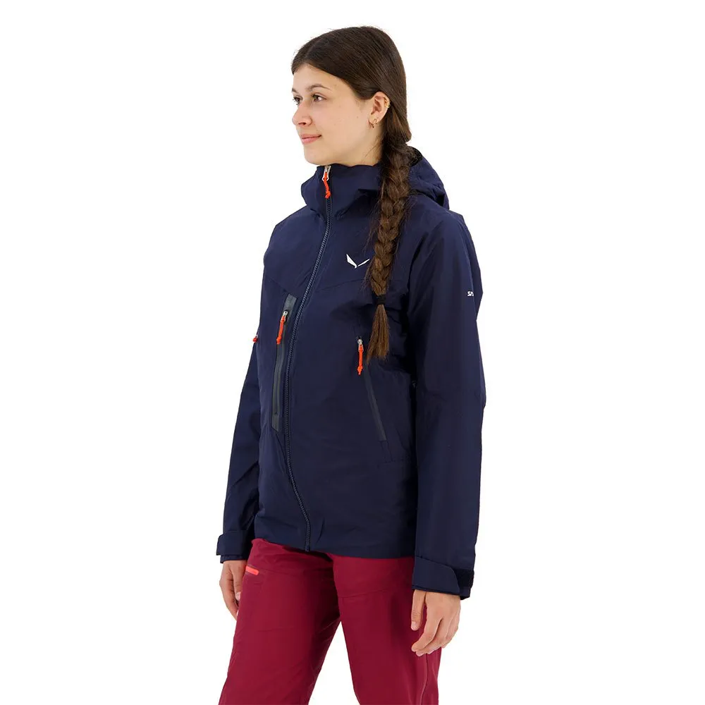 Salewa Pelmo Convertible Powertex/polarlite Avtakbar Jakke, Navy blazer / fluo coral int navy blazer