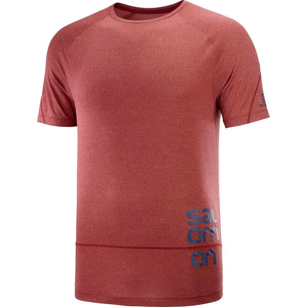 Salomon Cross Run Graphic Kortarmet T-skjorte male, Cabernet / dark denim / heather Salomon Cross Run Graphic Kortarmet T-skjorte male, Cabernet / dark denim / heather