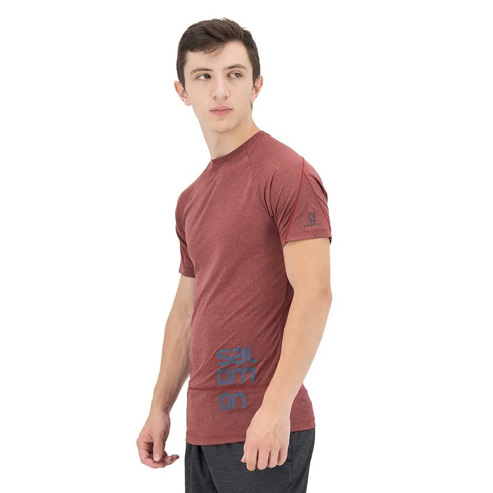 Salomon Cross Run Graphic Kortarmet T-skjorte male, Cabernet / dark denim / heather Salomon Cross Run Graphic Kortarmet T-skjorte male, Cabernet / dark denim / heather