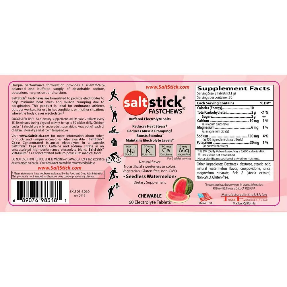 Saltstick Fastchews Tabletter Vannmelon 60 Enheter, Watermelon, One Size Saltstick Fastchews Tabletter Vannmelon 60 Enheter, Watermelon, One Size