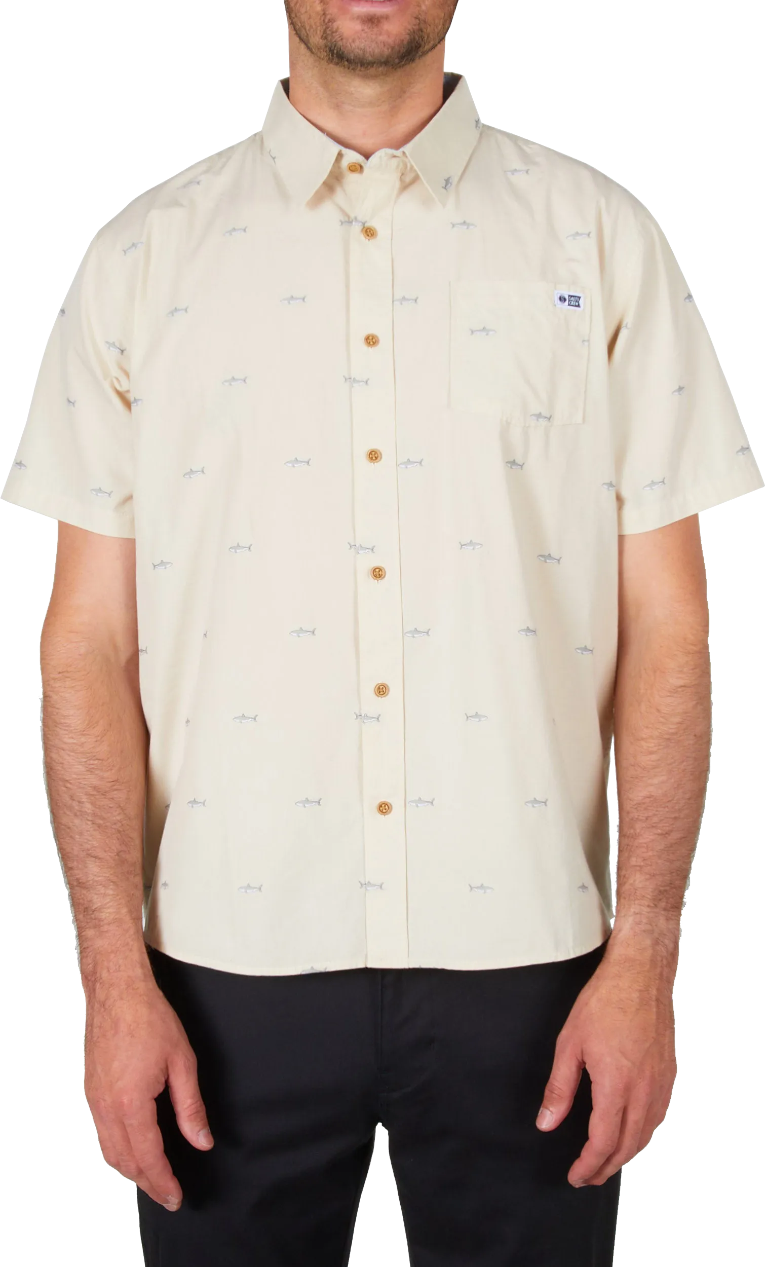 Salty Crew Men's Bruce Short-Sleeve Woven, Natural Salty Crew Men's Bruce Short-Sleeve Woven, Natural