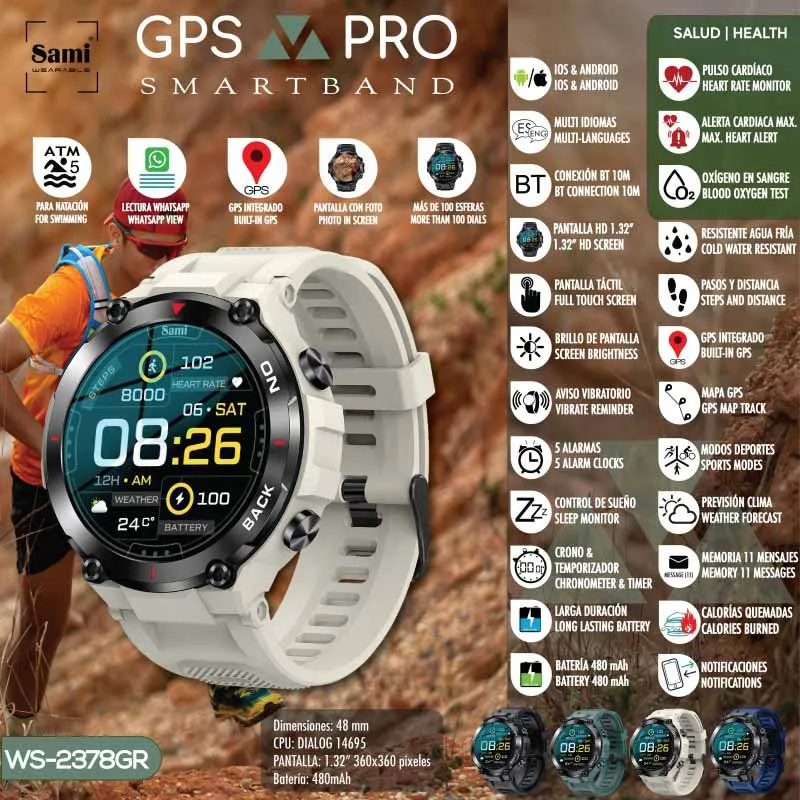 Sami Gps Pro 5atm Smartklokke, Light grey Sami Gps Pro 5atm Smartklokke, Light grey