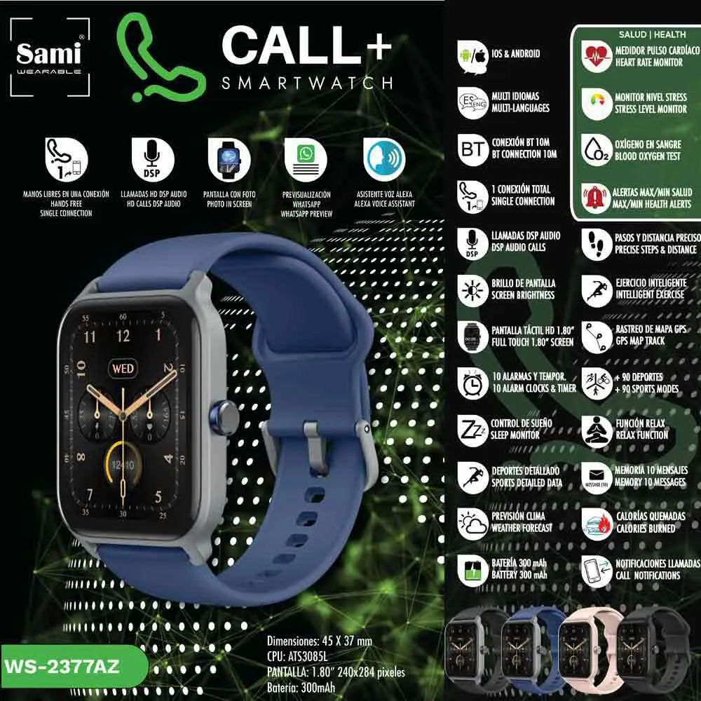 Sami Wearable Call Smartklokke, Blue