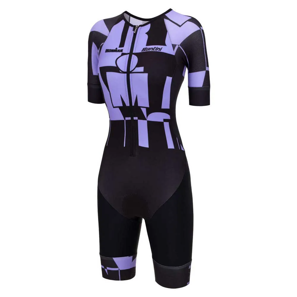 Santini Enigma X Ironman Kortermet Trisuit, Black / purple