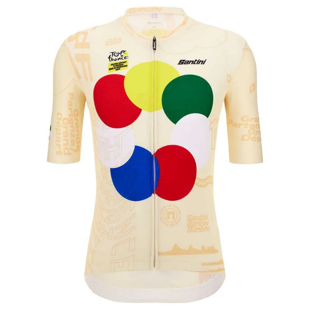 Santini Grand Départ Florence Tour De France Kort Ermet Trøye Santini Grand Départ Florence Tour De France Kort Ermet Trøye