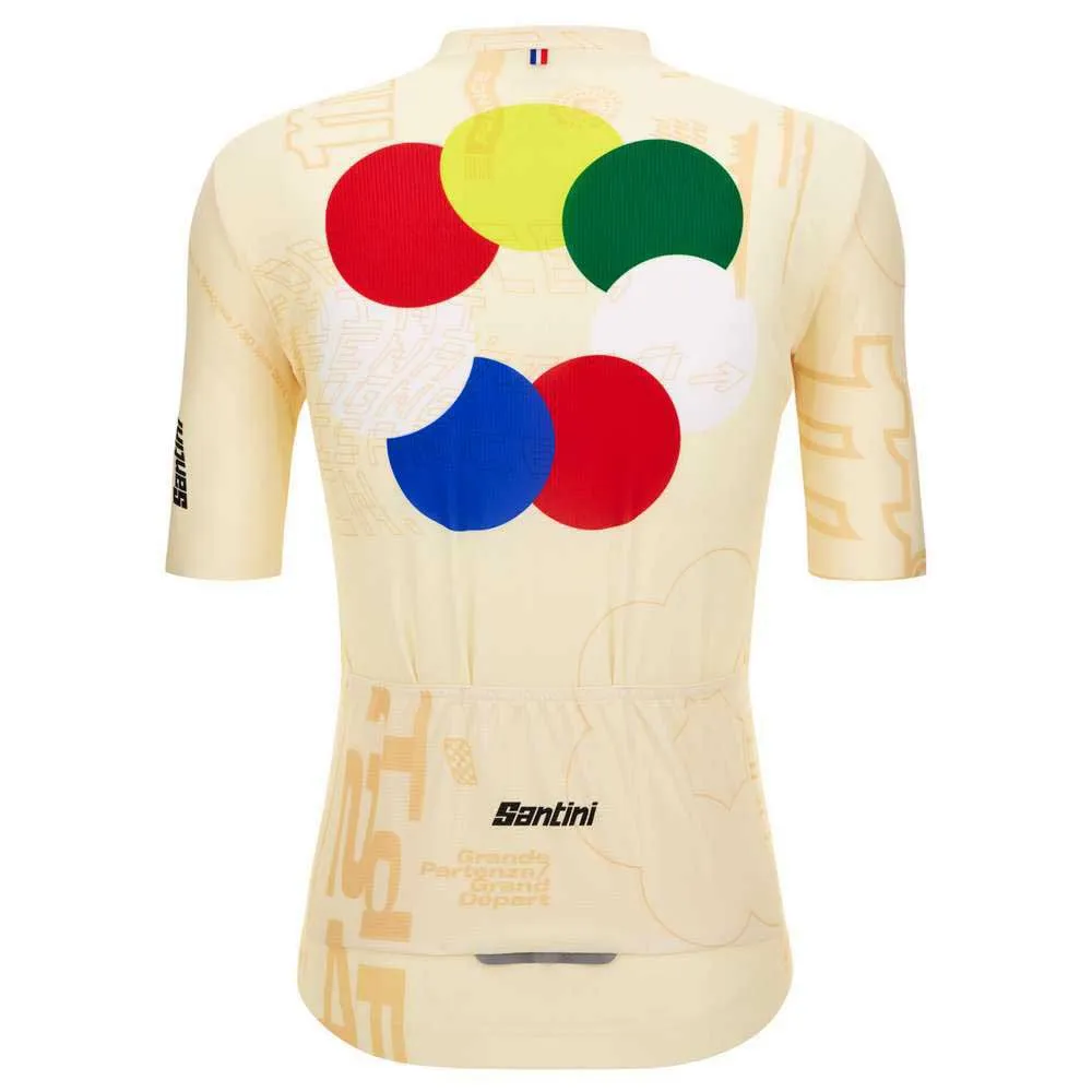 Santini Grand Départ Florence Tour De France Kort Ermet Trøye Santini Grand Départ Florence Tour De France Kort Ermet Trøye