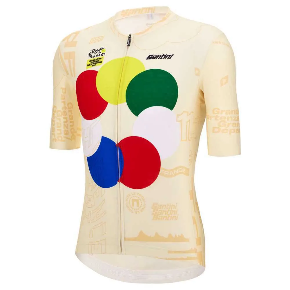 Santini Grand Départ Florence Tour De France Kort Ermet Trøye Santini Grand Départ Florence Tour De France Kort Ermet Trøye