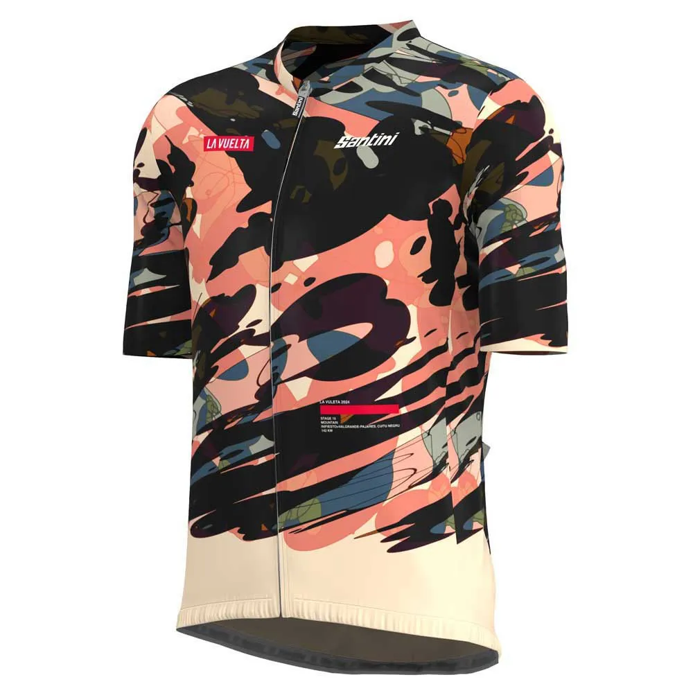 Santini La Vuelta Cuitu Negru Kort Ermet Trøye, Print Santini La Vuelta Cuitu Negru Kort Ermet Trøye, Print