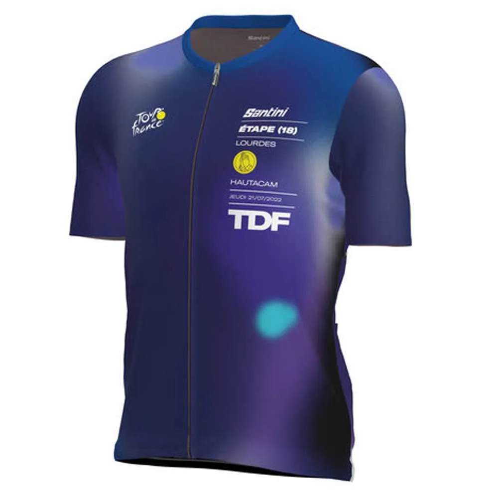 Santini Lourdes Tour De Fance Official Kort Ermet Trøye, Print Santini Lourdes Tour De Fance Official Kort Ermet Trøye, Print