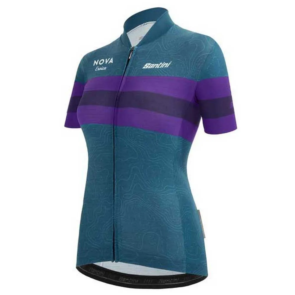 Santini Nova Eroica Opera Kort Ermet Trøye, Green / blue