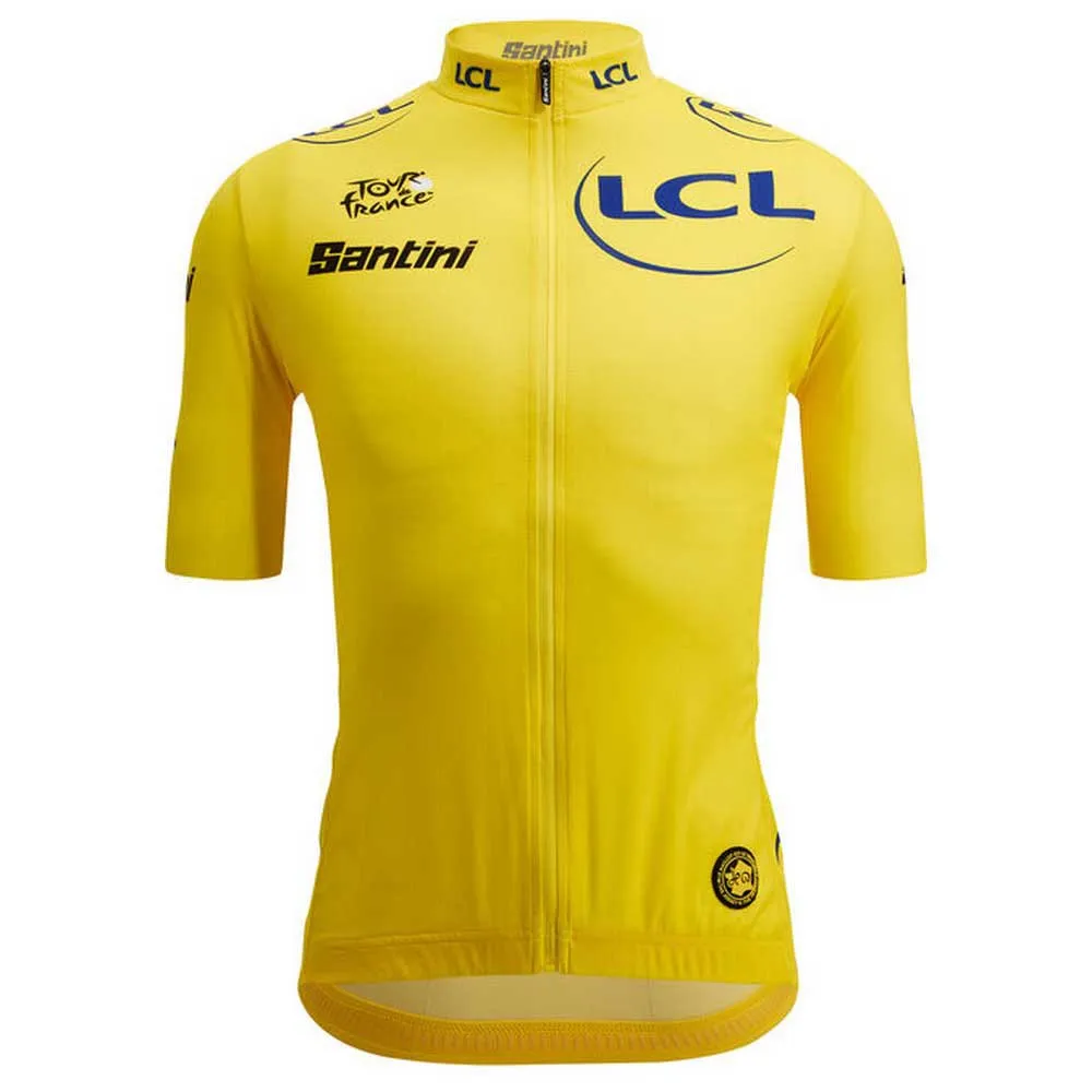 Santini Replica Tour De France Overall Leader Kort Ermet Trøye