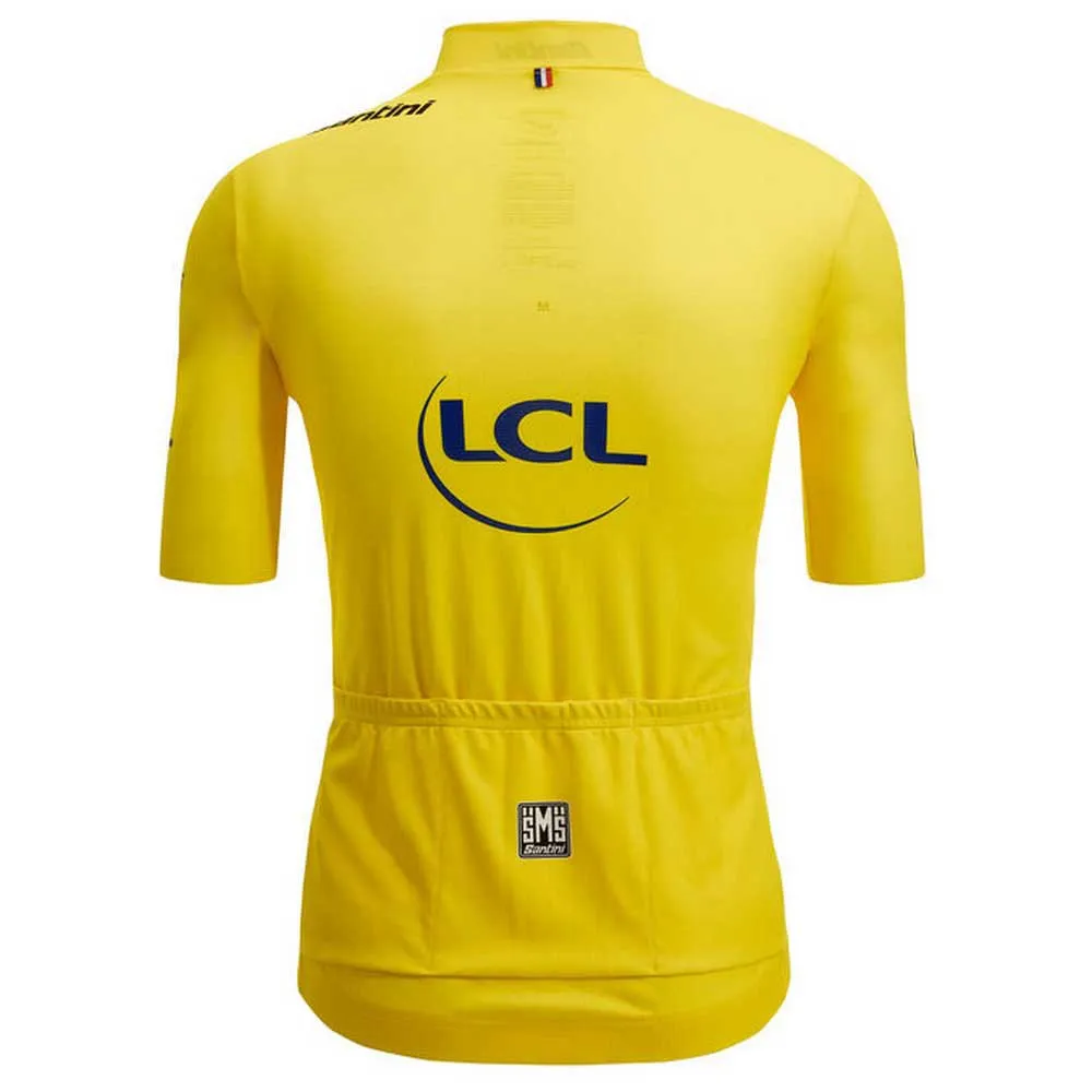 Santini Replica Tour De France Overall Leader Kort Ermet Trøye