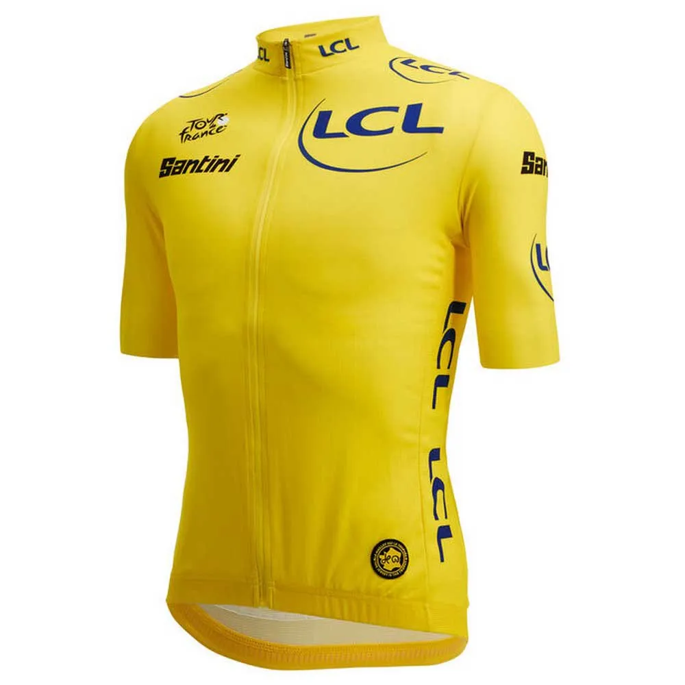 Santini Replica Tour De France Overall Leader Kort Ermet Trøye