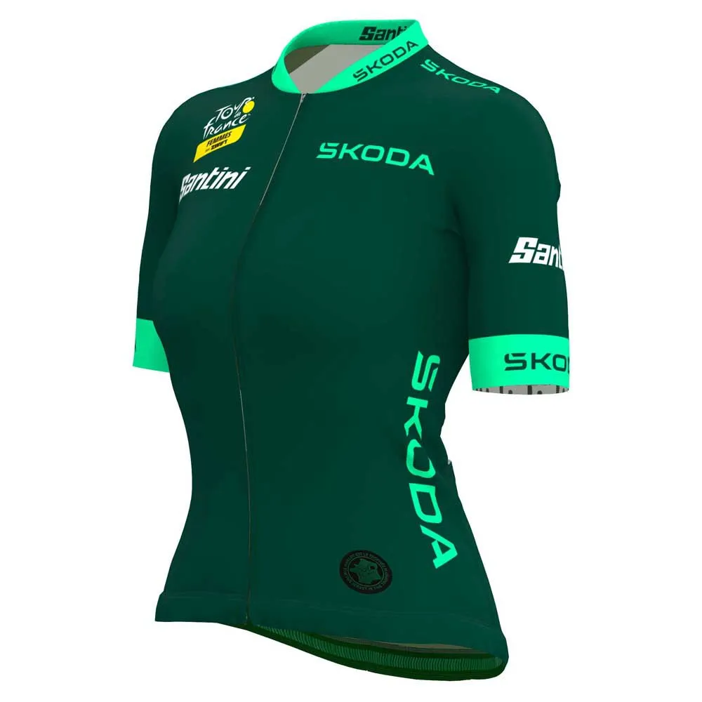 Santini Tour De France Femme Avec Zwift Best Sprinter Leader Kort Ermet Trøye Santini Tour De France Femme Avec Zwift Best Sprinter Leader Kort Ermet Trøye