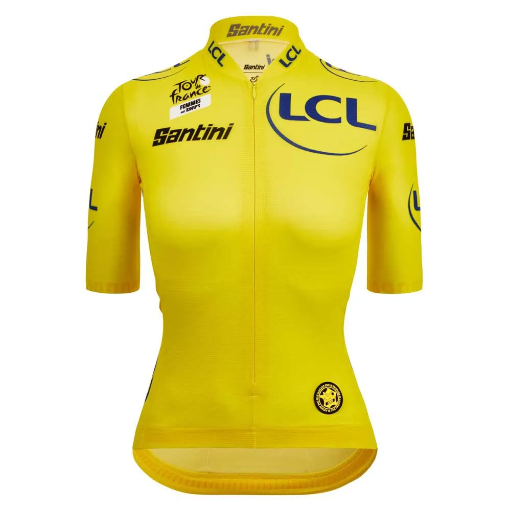 Santini Tour De France Femme Avec Zwift Overall Leader Kort Ermet Trøye