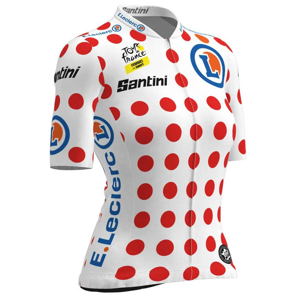 Santini Tour De France Femme Zwift Gpm Leader Kort Ermet Trøye, Pois Santini Tour De France Femme Zwift Gpm Leader Kort Ermet Trøye, Pois
