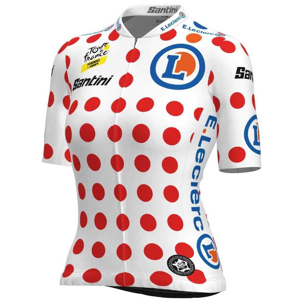 Santini Tour De France Femme Zwift Gpm Leader Kort Ermet Trøye, Pois Santini Tour De France Femme Zwift Gpm Leader Kort Ermet Trøye, Pois