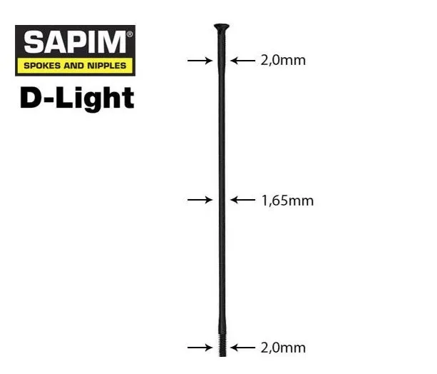 Sapim D-Light Straightpull Sort Eike, 302mm