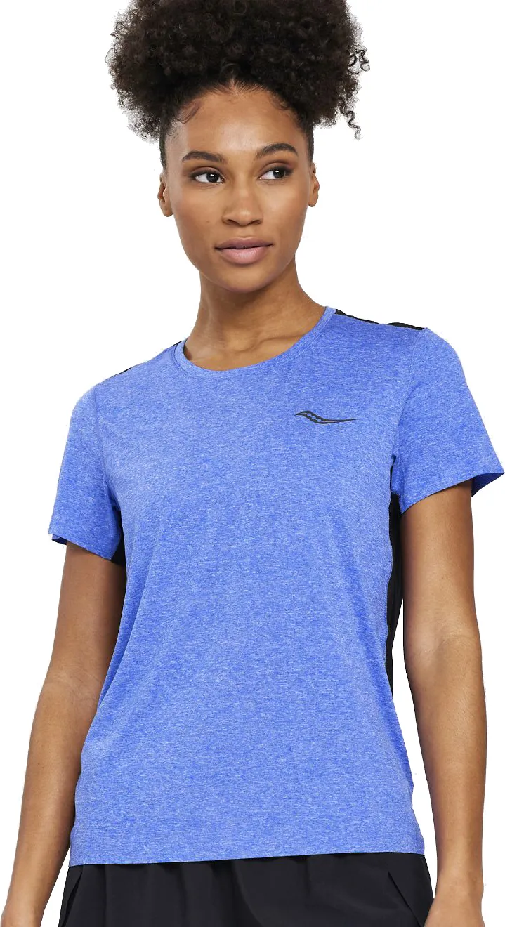 Saucony Women's Time Trial Short Sleeve, Blue raz heather Saucony Women's Time Trial Short Sleeve, Blue raz heather
