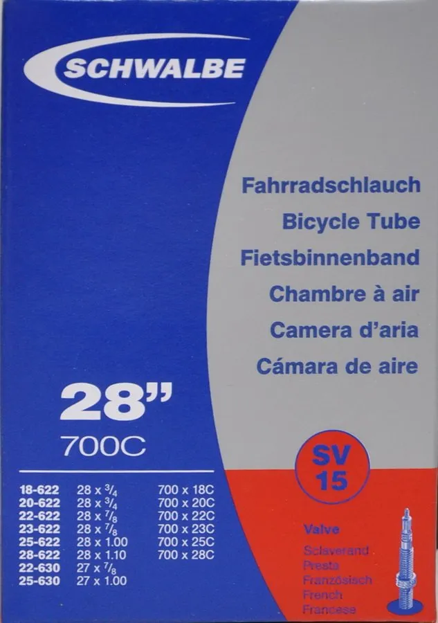 Schwalbe 15 SV, 18/28-622mm Presta Slange