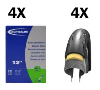 Schwalbe 4 Dekk + 4 Slanger Schwalbe Kid 12''