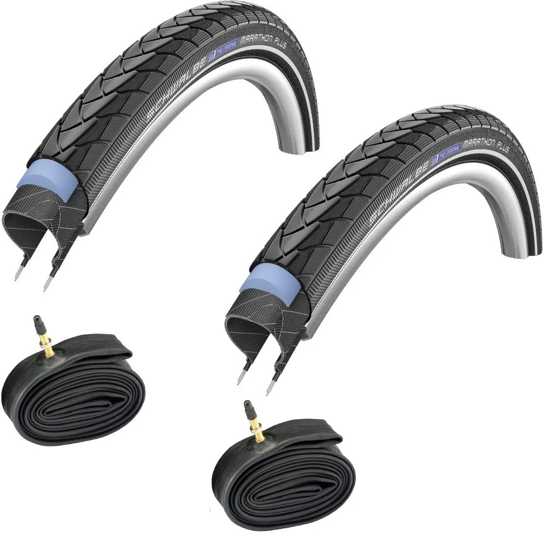 Schwalbe Marathon Plus hverdagsdekk 700 x 38c reflekskant sampak 48 mm. racerventil, Sykkeldekk Schwalbe Marathon Plus hverdagsdekk 700 x 38c reflekskant sampak 48 mm. racerventil, Sykkeldekk