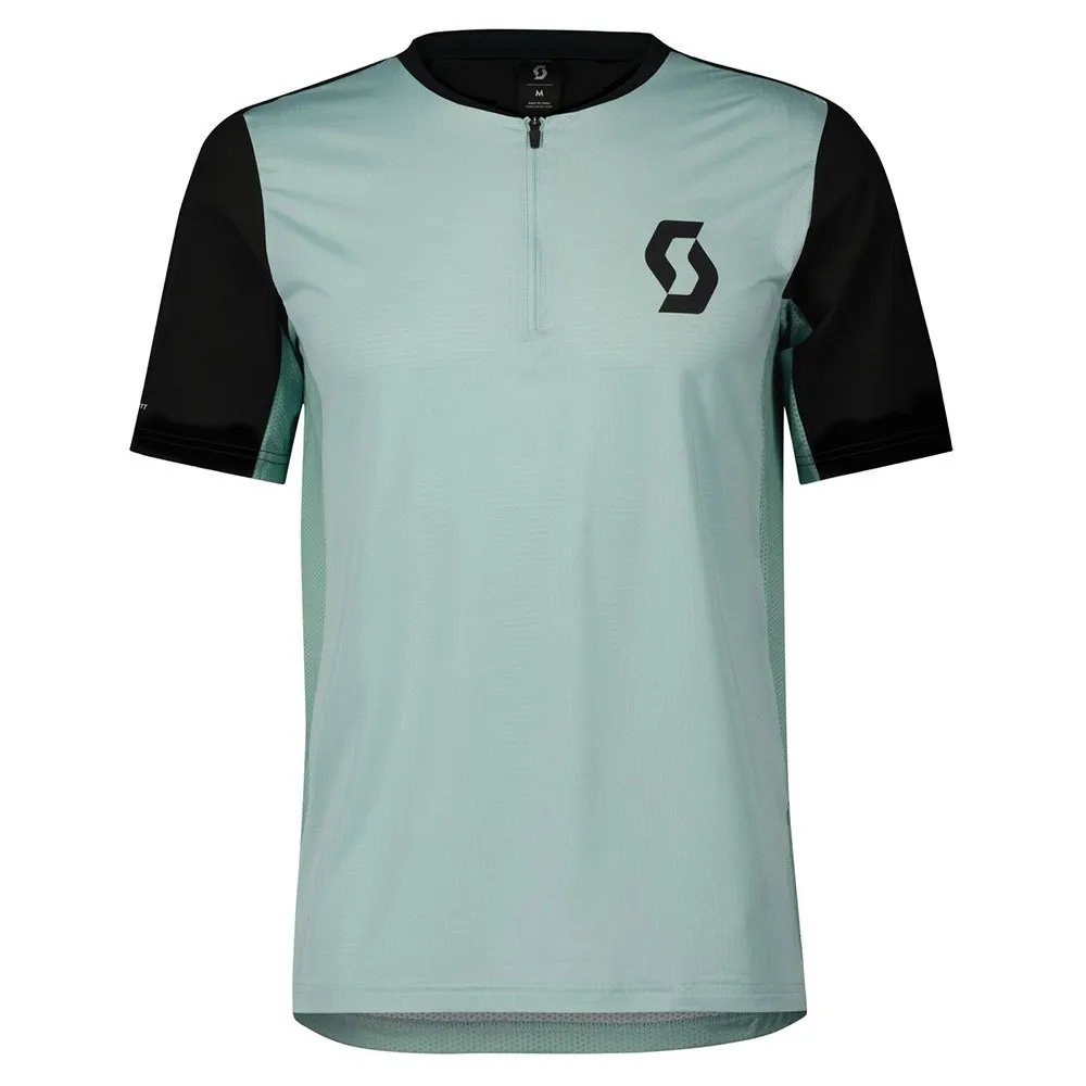 SCOTT Trail Vertic Zip Kortskjortet Enduro-sykkeltrøye, Mineral green / black, S SCOTT Trail Vertic Zip Kortskjortet Enduro-sykkeltrøye, Mineral green / black, S