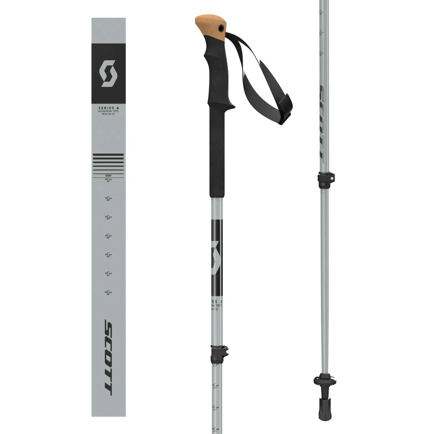 SCOTT Trek Alu Spaserstokker, Grey, 100-130cm