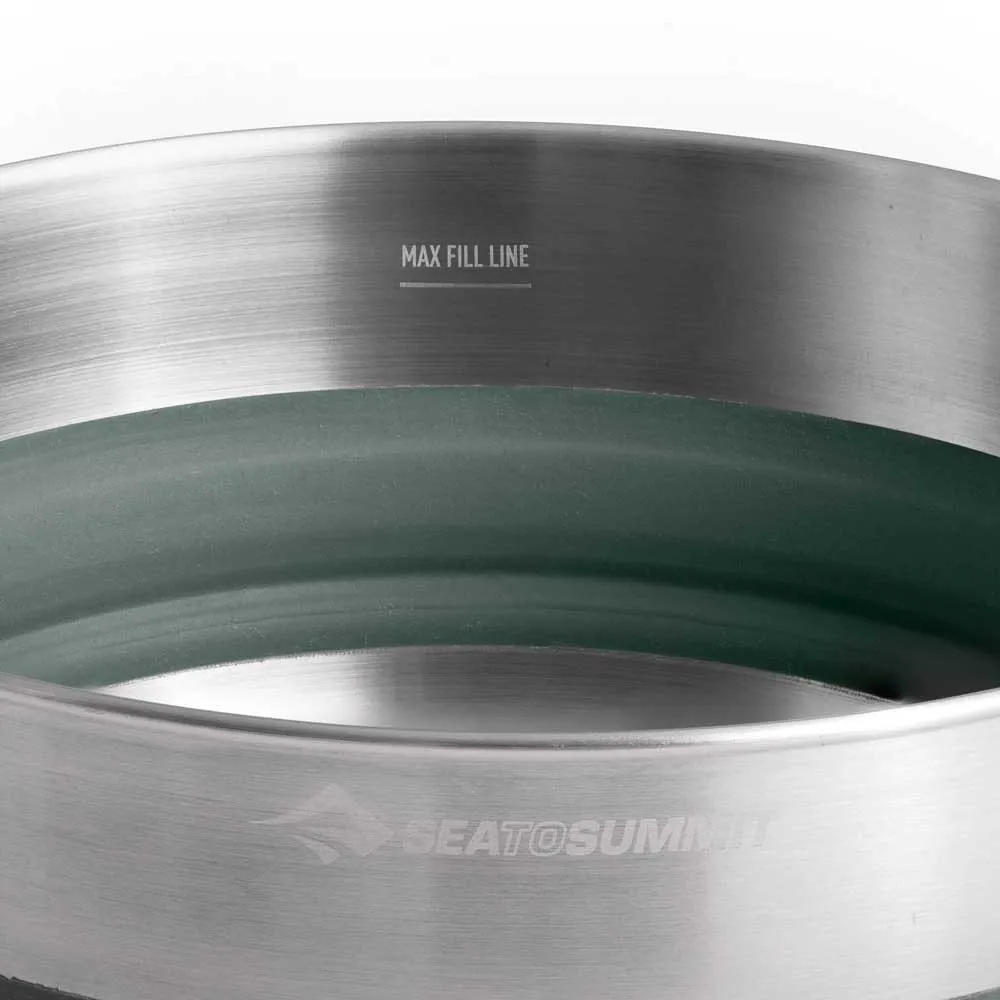 Sea To Summit Rustfritt Stål Sammenleggbar Gryte For Omkjøring 3l, Laurel wreath green, One Size