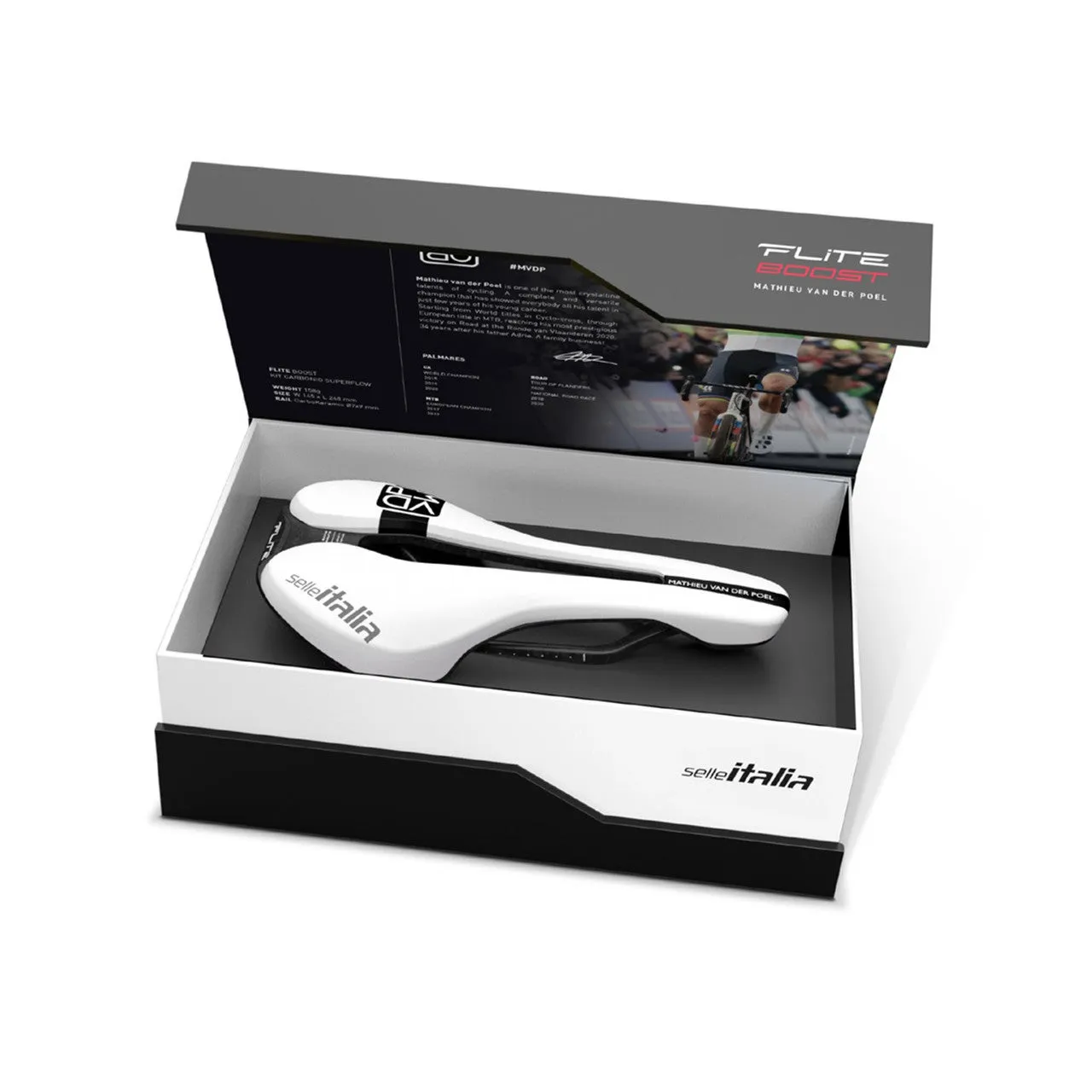 Selle Italia Flite Boost Kit Carbonio Superflow MVDP Sete, White, 145mm