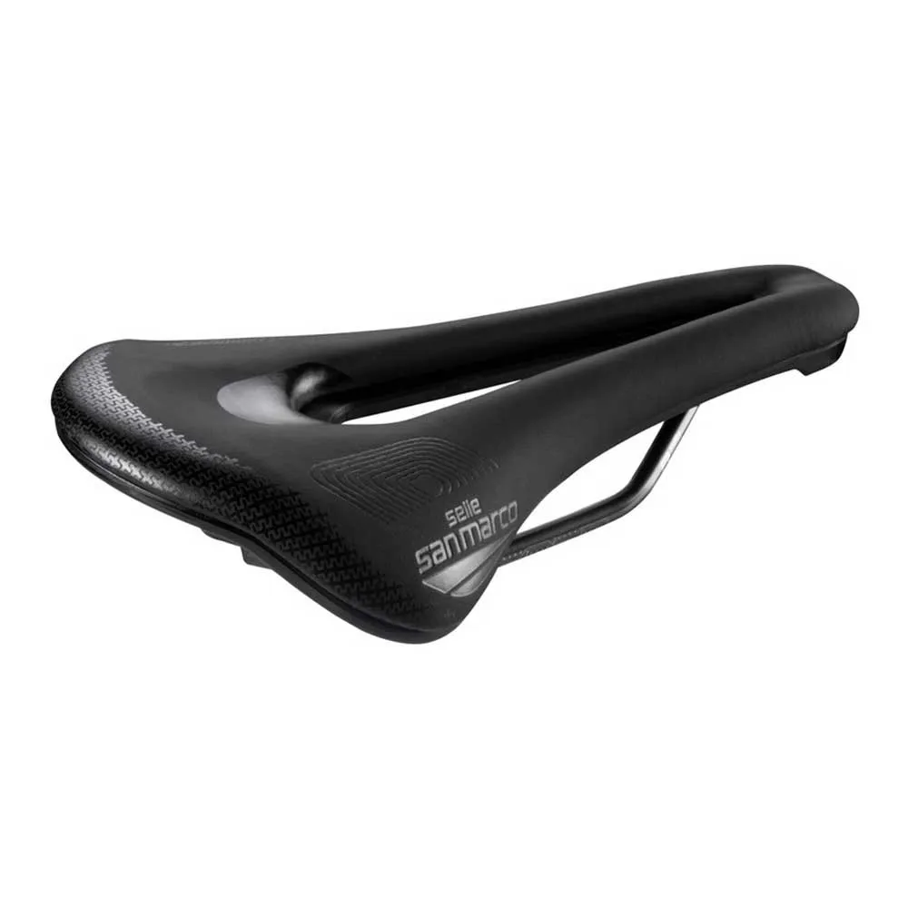 Selle San Marco Shortfit 2.0 Supercomfort Open-fit Racing Narrow Sykkelsete Refurbished, Black, 140mm