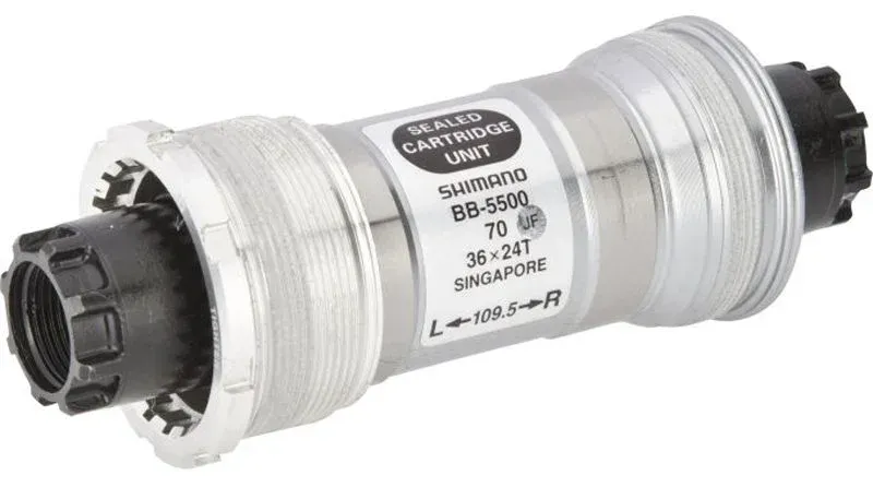 Shimano 105, 109,5/70mm Italienske Gjenger Octalink Kranklager, Black / silver, 70mm, 109mm Shimano 105, 109,5/70mm Italienske Gjenger Octalink Kranklager, Black / silver, 70mm, 109mm