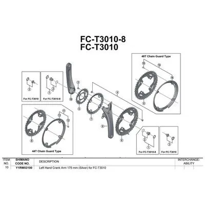 Shimano Acera T3010 Venstre Krankarm, Silver, 175mm