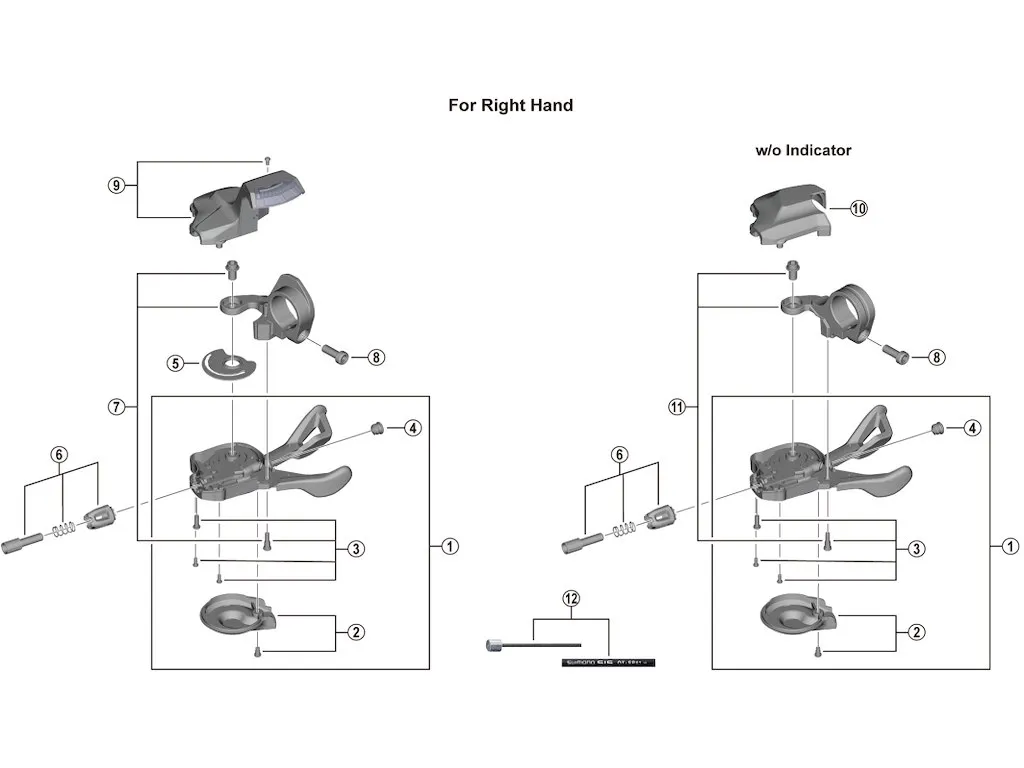 Shimano Deore gearvelger enhet høyre til skiftegrep modell SL-M5130 R10 R.H.