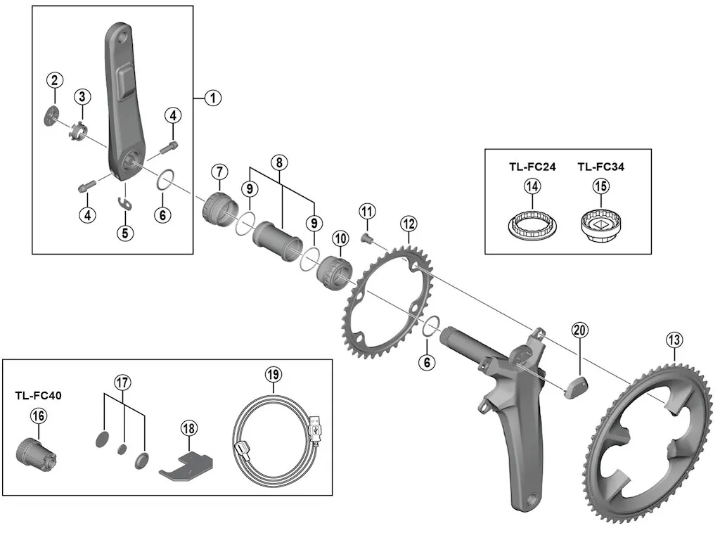 Shimano Dura Ace powermeter toppdeksel til kranksett modell FC-R9200-P, Black, One Size