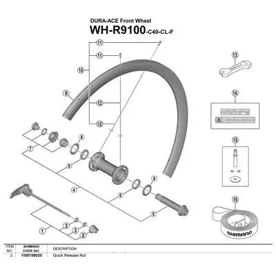 Shimano Dura Ace Wh-r9100 Forhjulsaksel, Silver, One Size