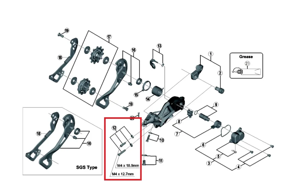 Shimano M9000 Justeringsskruer Til Bakgir