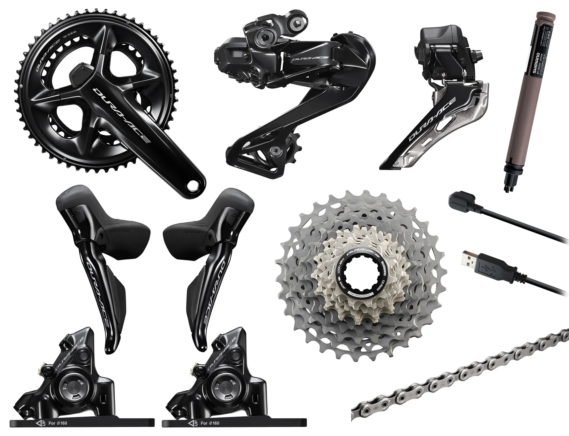 Shimano R9270 Di2 12 Speed Girgruppe 172,5mm med Wattmåler