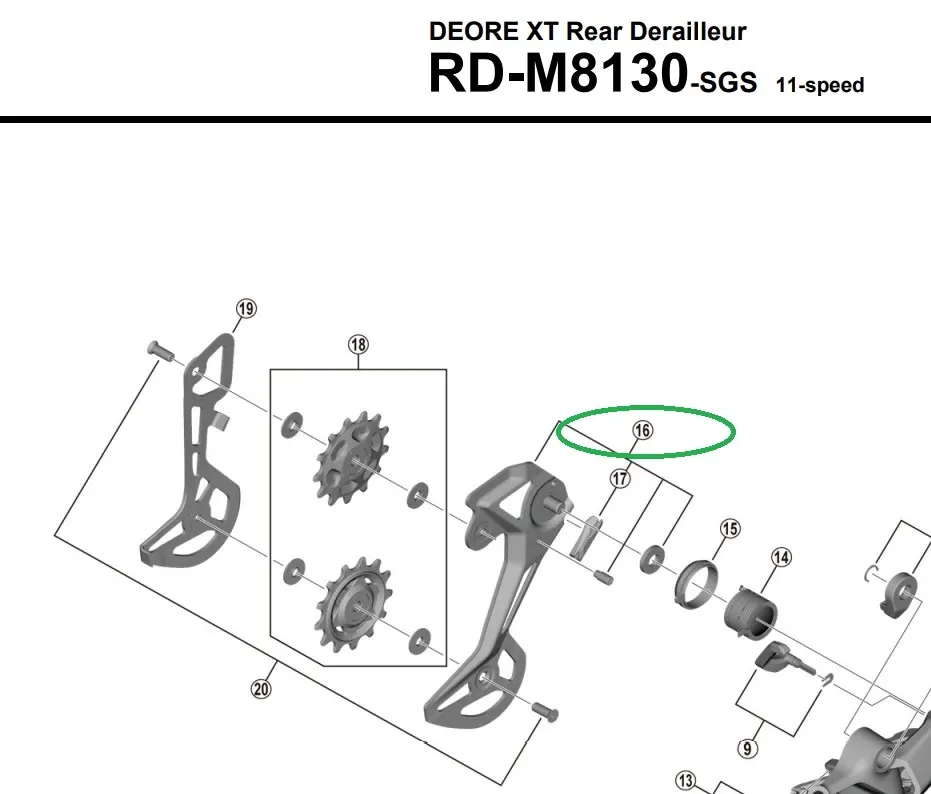 Shimano RD-M8130 Bakgir Ytterplate