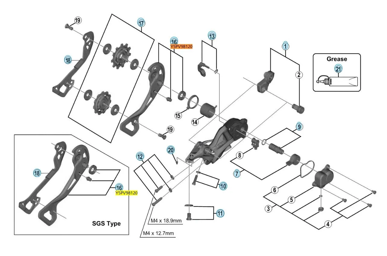 Shimano RD-M9000 SGS Bakgir Ytterplate
