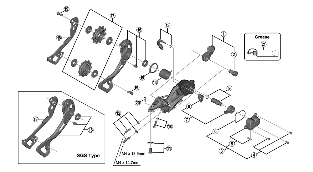 Shimano RD-M9000 Vaierfestebolt og Plate
