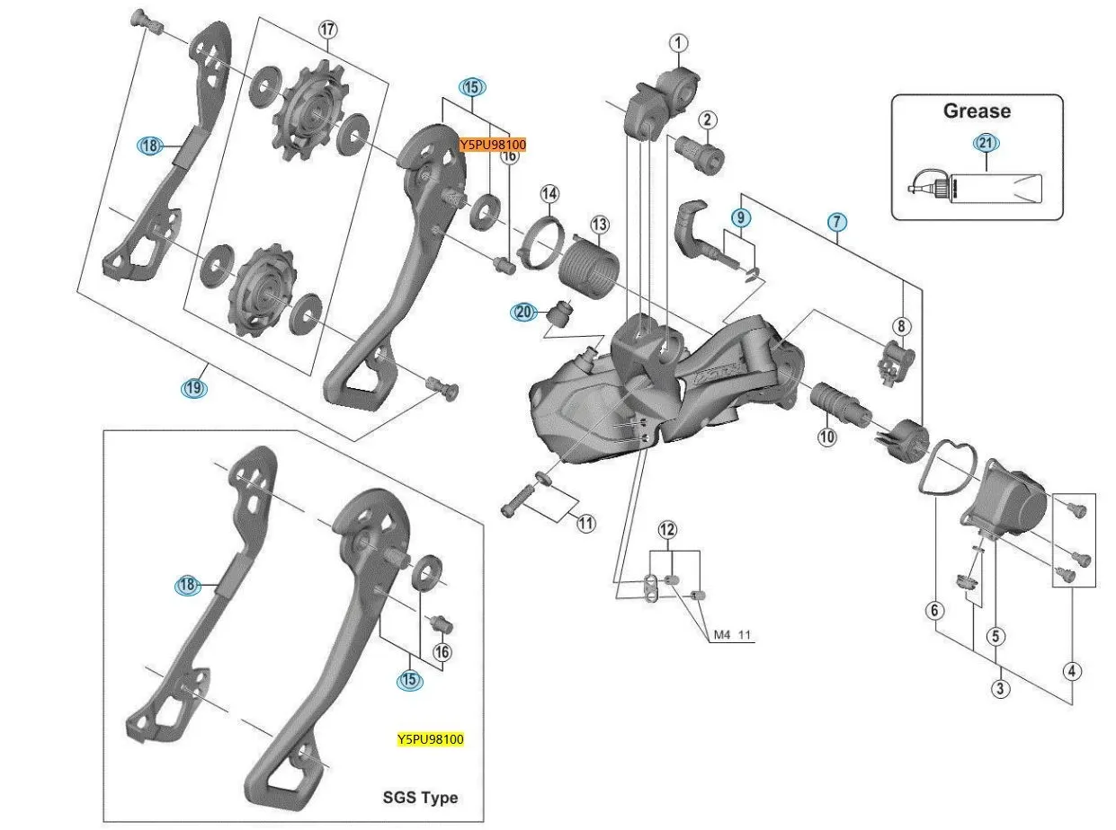 Shimano RD-M9050 SGS Bakgir Ytterplate, Black