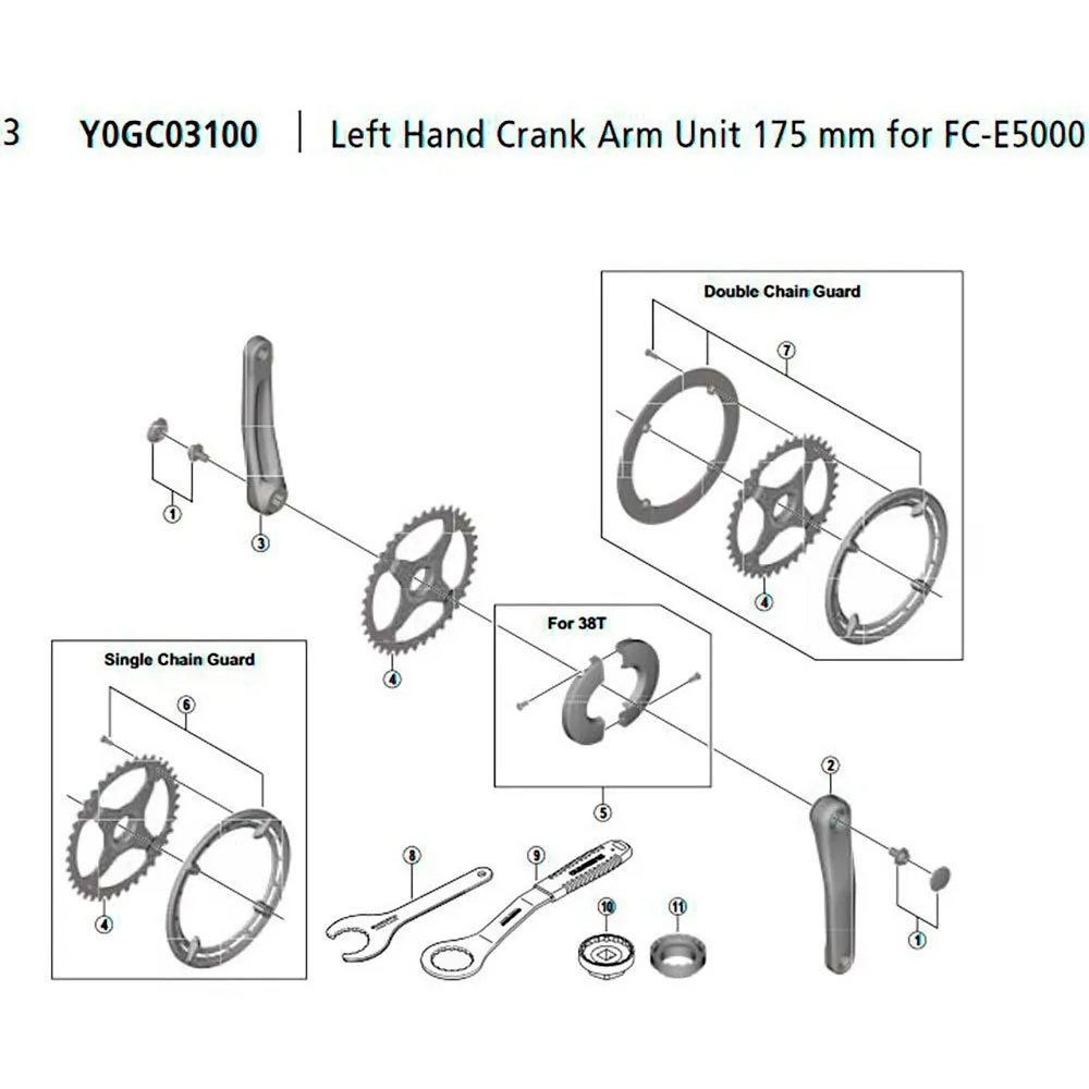 Shimano Steps E5000 E-bike Venstre Krankarm, Silver, 170mm