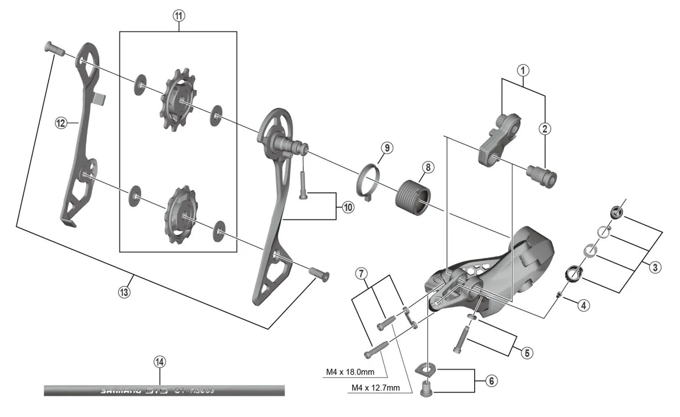 Shimano Vaierfestebolt og Plate til RD-R8000