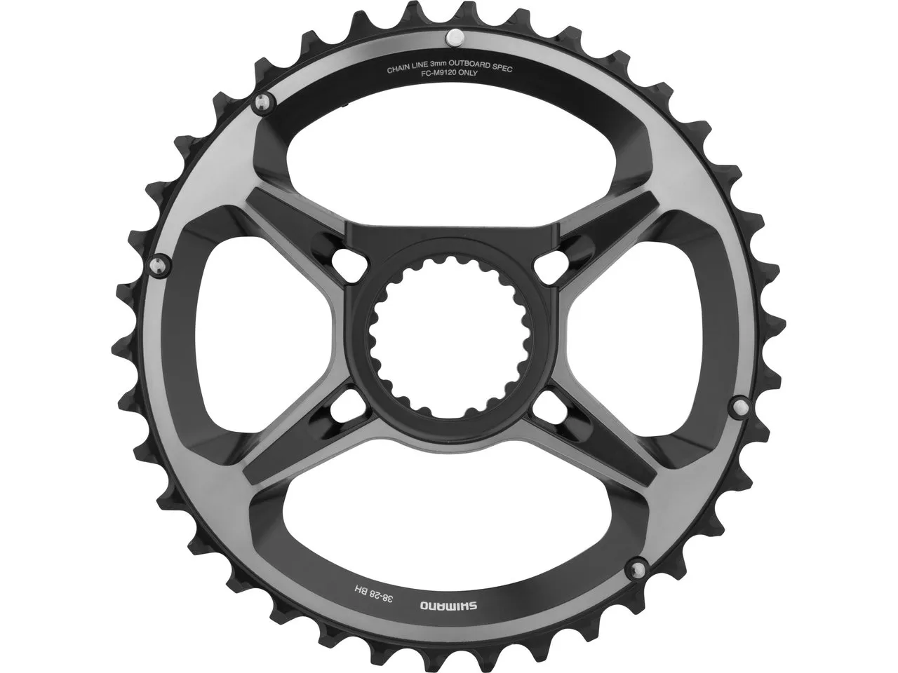 Shimano XTR Kettenblatt FC-M9120-B2 12-fach, Black, 38t Shimano XTR Kettenblatt FC-M9120-B2 12-fach, Black, 38t