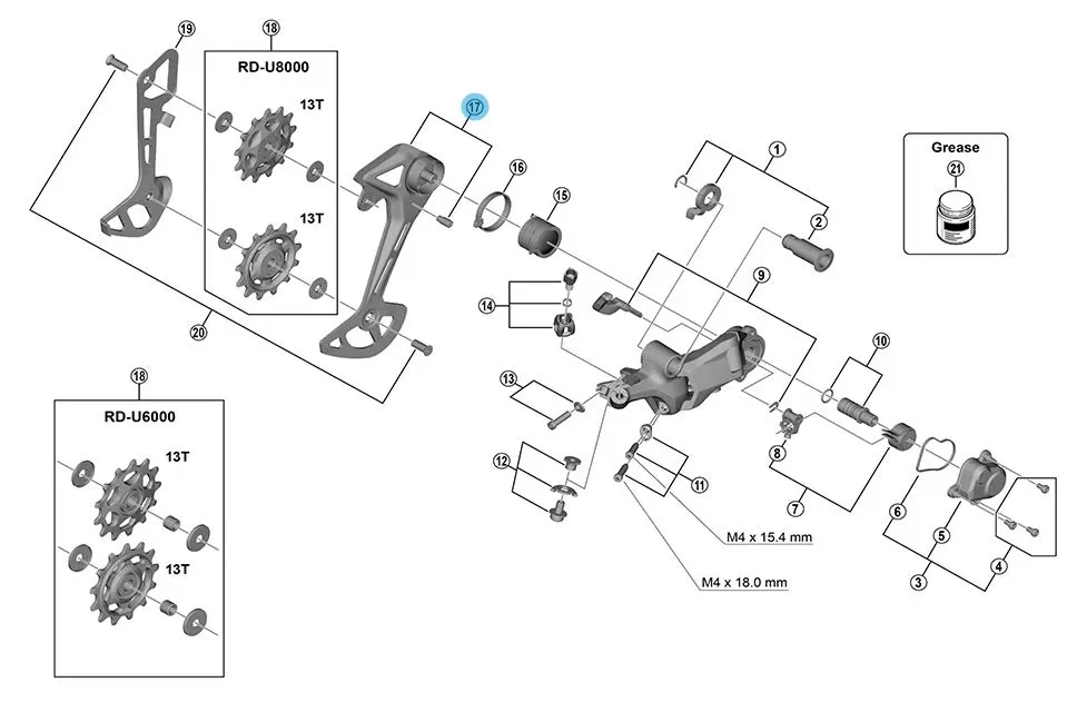 Shimano Ytterplate for RD-U8000 Bakgir